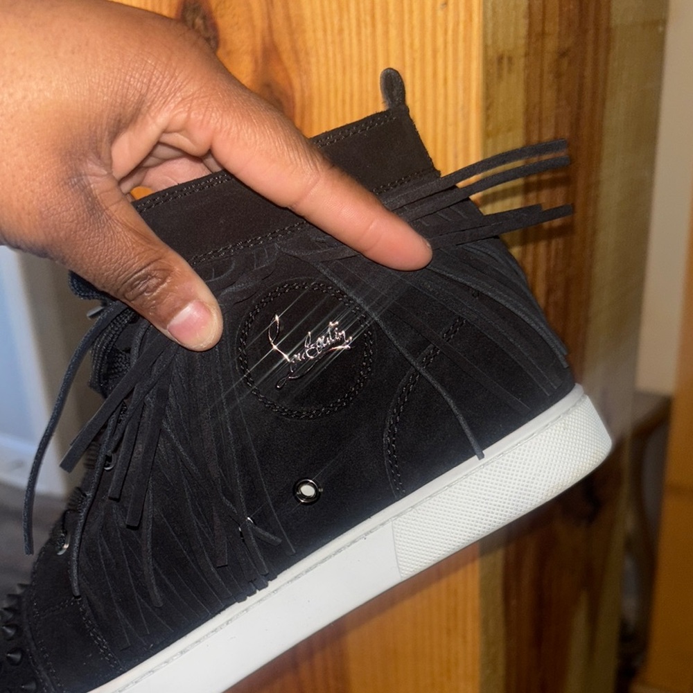 Christian Louboutin Black Suede Spiked High-Top Sneakers - Picture 5 of 10